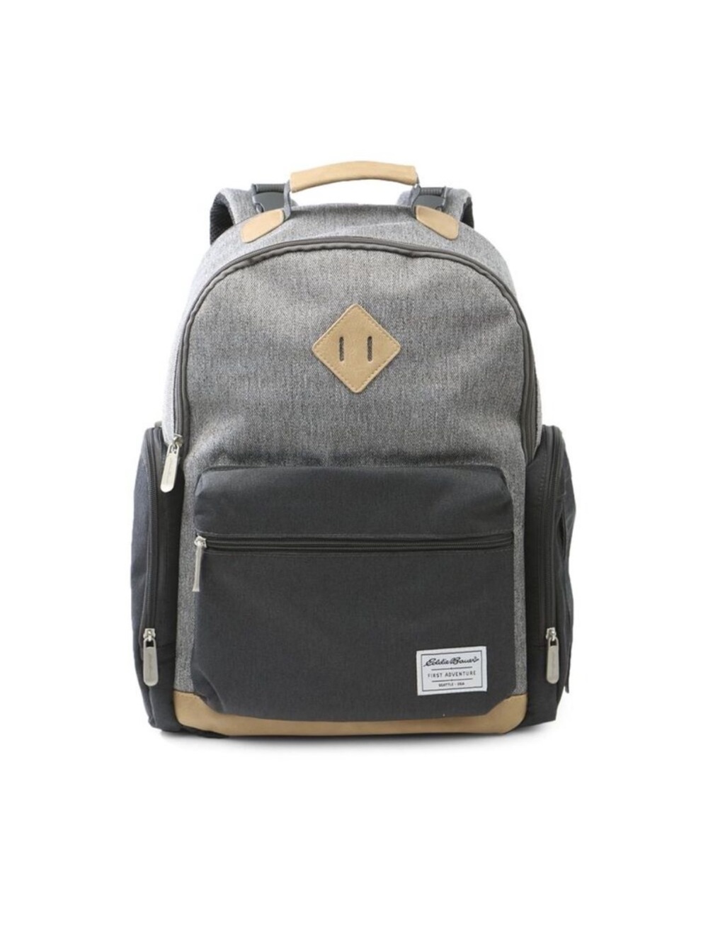 Eddie Bauer Bridgeport Places & Spaces Backpack Diaper Bag Gray with Tan New